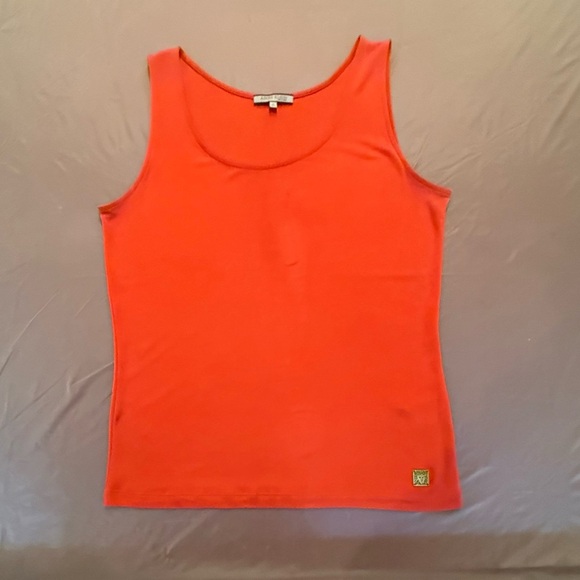 Anne Klein Orange/Red Silk Blend Sleeveless Tank Top Size Medium MSRP $98 - Picture 2 of 8